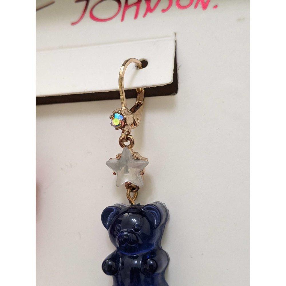 new Betsey Johnson patriotic patriot gummy bear earrings read white blue nwt - Picture 4 of 5